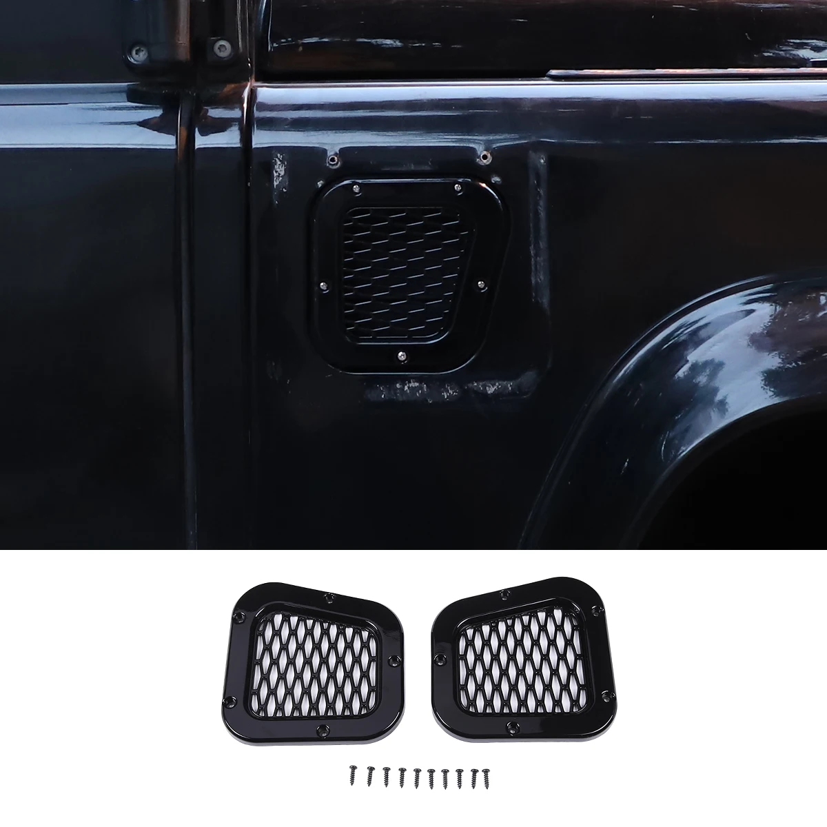 

for Land Rover Defender 2004-2018 Car styling ABS Black Car side trim cover air side vents Grille cover car Accessories