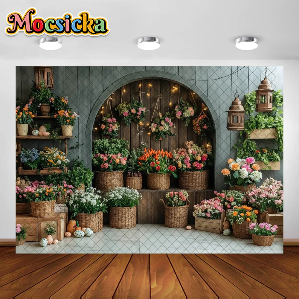Mocsicka фон для фотосъемки весенняя пасхальная корзина для яиц цветы украшения фон детский торт Smash портретная студия реквизит баннер