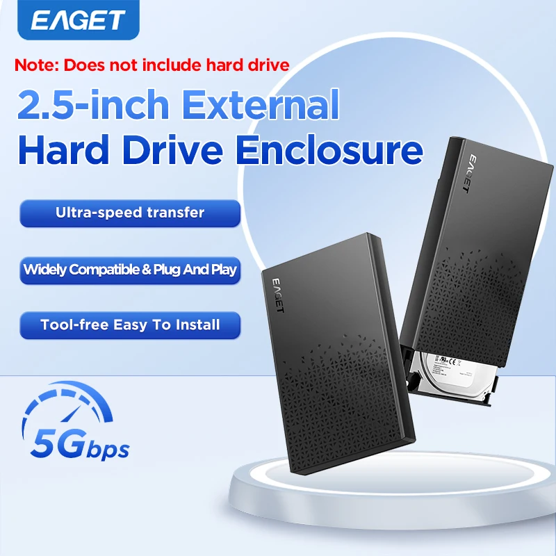 

Eaget 2.5'' SATA III Hard Drive Disk USB 3.0 Drive up to 490MB/s External Hard Drive Enclosure for Desktop Laptop Router TV PS4