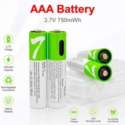 1.5V AAA 750mWh Rechargeable Lithium Battery for Remote Control, Flashlight, Alarm Clock,Toys+Type-C Cable Fast Charging