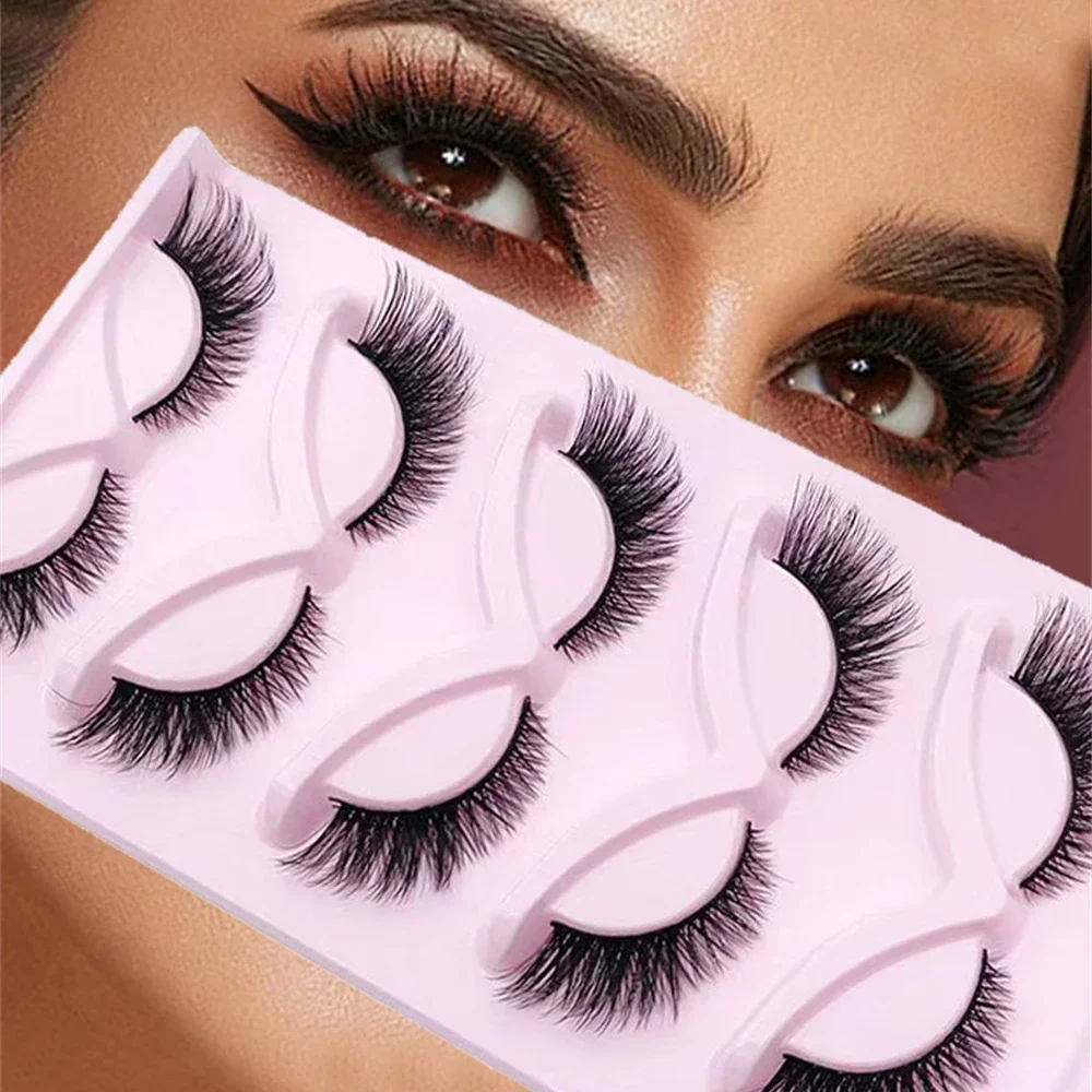 

5 Pairs Cat Eyelashes Faux Mink Fox Eyelash Winged Fluffy Fake Lashes Maquiagem Natural Long Faux Cils Makeup