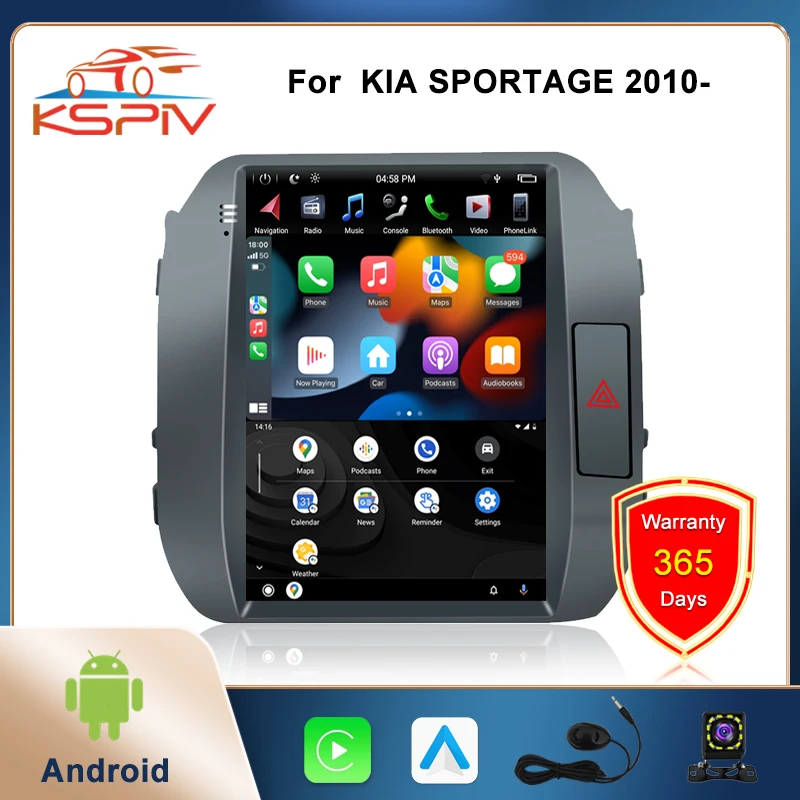 

KSPIV 10.4 Inch Tesla Screen Car Stereo for KIA SPORTAGE 2010- Android Auto Carplay 2 Din Autoradio DSP GPS Head Unit Navi WiFi