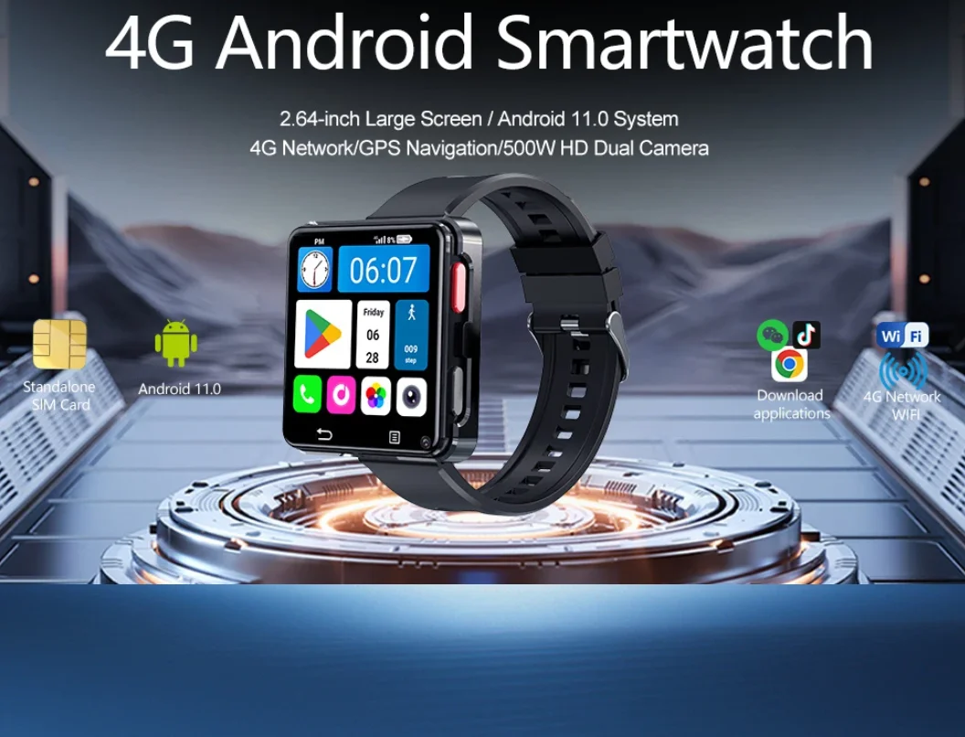 

2025 New S998 4G Smart Watch Android 11.0 OS 2.64inch Large Screen 24h Continuous Heart Rate Sleep Monitor Waterproof Smartwatch