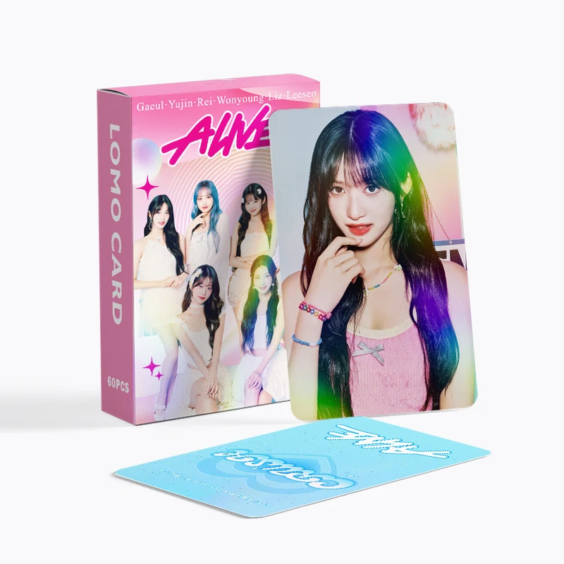 60Pcs/Set Kpop Wonyoung Rei ALIVE Album Laser Cards Yujin Gaeul Leeseo Liz Fashion Holographic Photocards Postcards Fans Gifts