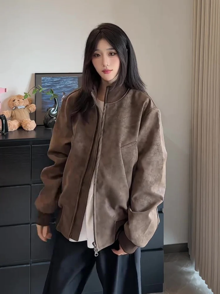 

Мужская кожаная куртка-пилот с воротником-стойкой, осенне-весенняя, в американском стиле, для молодежи, модная, в бейсбольном стиле