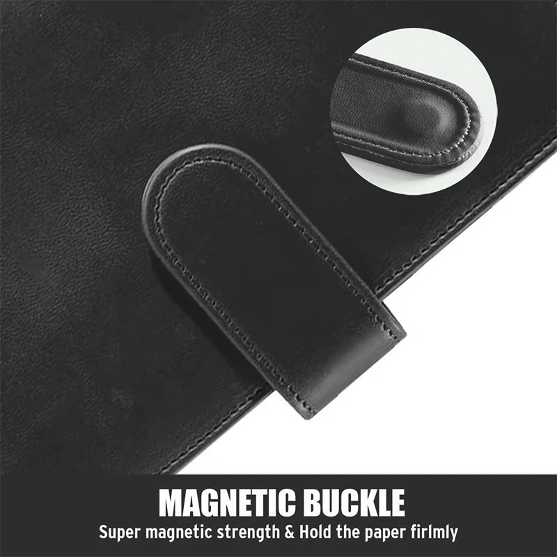 A6 حجم بو الجلود الموثق الميزانية المحفظة 6-حلقة إعادة الملء غطاء للكمبيوتر الدفتري مخطط شخصي الموثق مع مشبك مغناطيسي إغلاق #6