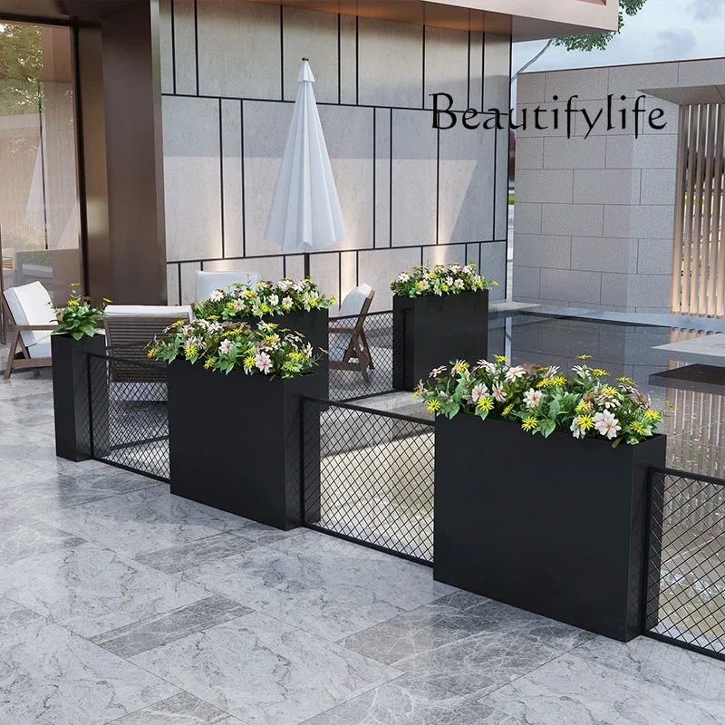 

Stainless Steel Flower Box Fence Planter For Garden Shop Street Square Patio Outdoor