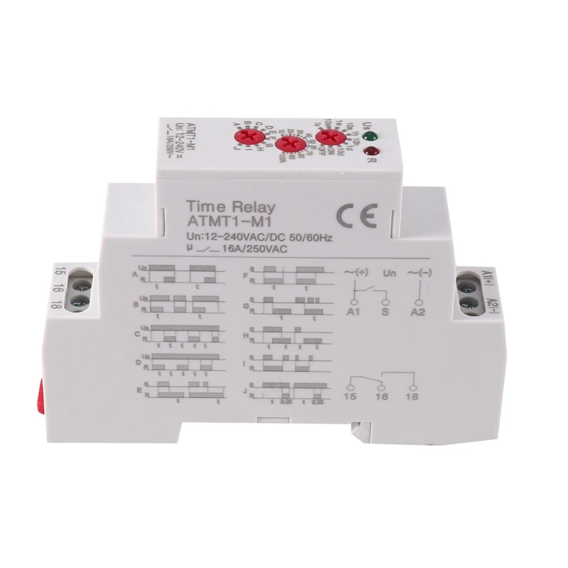 12-240VAC/DC Din Rail Type Time Delay Relay 16A/250VAC Multifunction Timer Relay With 10 Function Choices, ATMT1