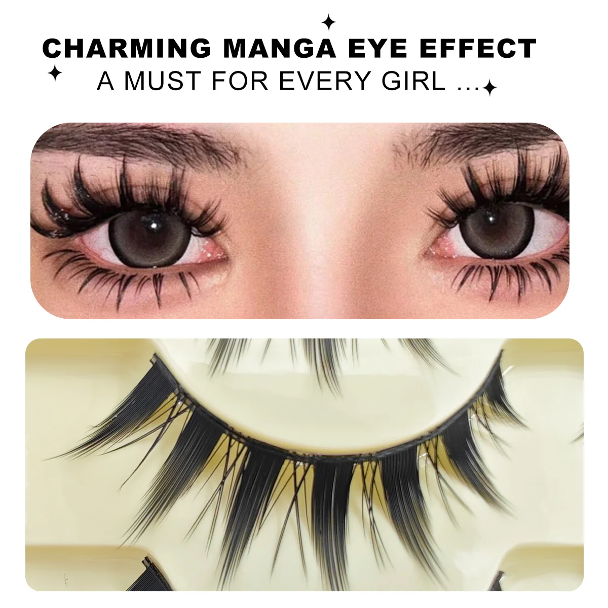 5 أزواج من الرموش السميكة من مانغا، مكياج طبيعي طويل، تأثير عين كبير، رموش بشريط كامل دراماتيكي