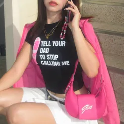 English Alphabet Print T-shirt Women Streetwear Harajuku Aesthetics Black Tops Tshirt 2022 Summer Fashion Y2k Female T Shirt