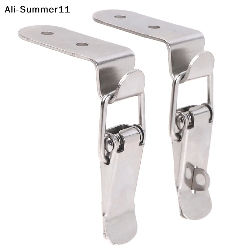 【A11】90 Degrees Duck-mouth Buckle Hook Lock Iron Spring Loaded Draw Toggle Latch Clamp Clip Silver Hasp Latch Catch Clasp