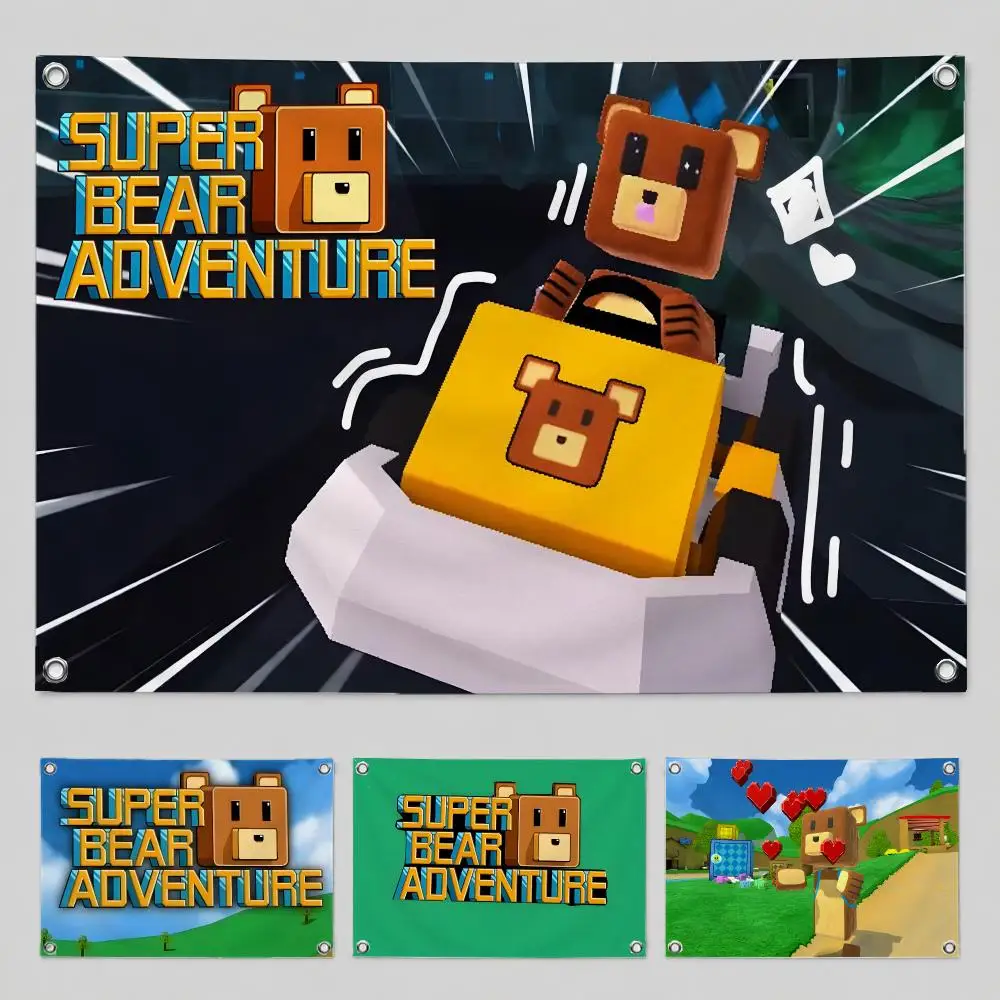 Game Super Bear Adventure Flags Home Yard & Garden Decor Banner - Indoor Outdoor Wall Hanging Flag