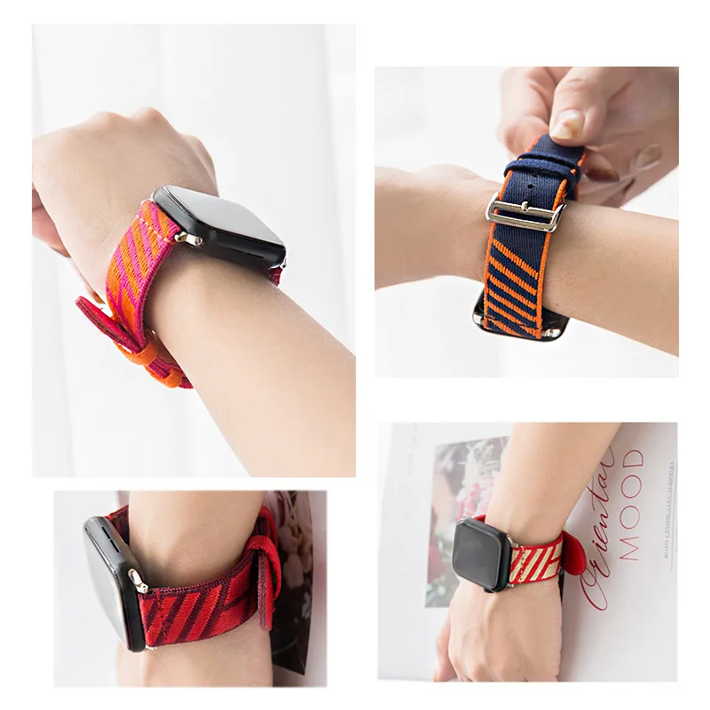 مع شعار الفرقة لساعة أبل 10 46 مللي متر 42 مللي متر الترا 2 49 مللي متر النايلون حلقة حزام ل Iwatch 9 8 7 SE 38/40/41 مللي متر الأعمال معصمه