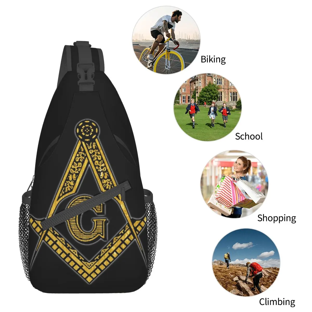 Freemason Mason-Bolso cruzado informal para el pecho, mochila de hombro para senderismo, viaje, ciclismo