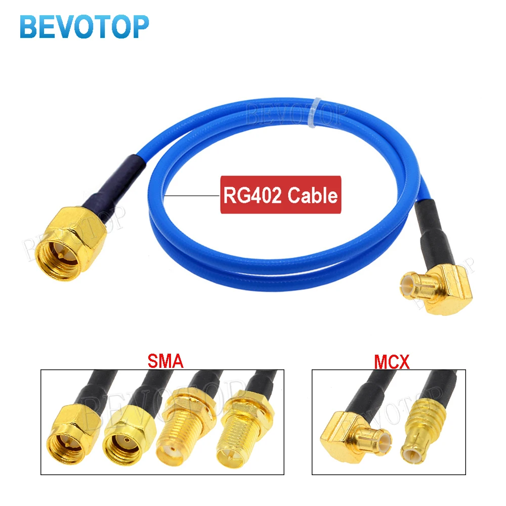 1PCS SMA to MCX RG402 Cable RP-SMA/ SMA Female to MCX Male Straight/ Right Angle 90° Plug High Frequency RG-402 086 Jumper