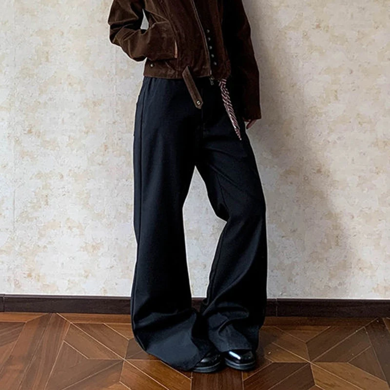 WTHT Fashion Men's Solid Color Loose Straight Blazer Pants Trendy 2026 Summer American Style High-waisted Trousers Male 2A2826