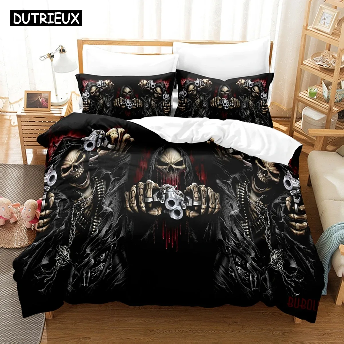 3D Printed Diablo Caput Mortuum Skeleton Bedding Set Down Quilt Cover With Pillowcase Double SIngle King