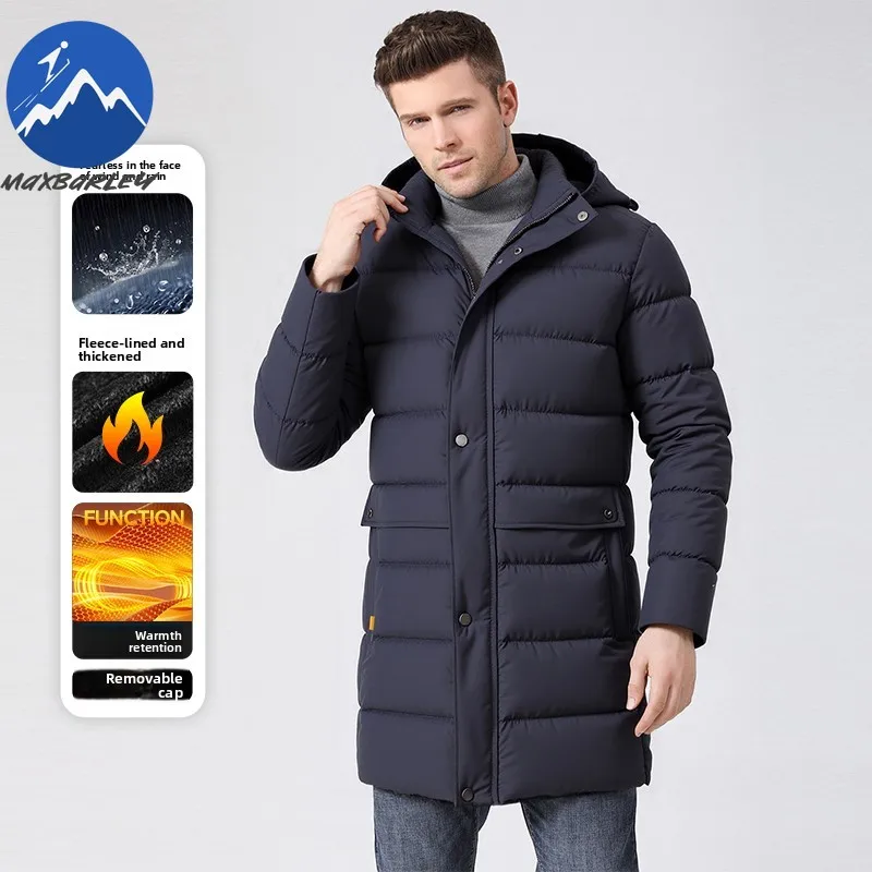 Winter Padded Jacket Fleece Lined Outdoor Commute Cold Resistant Cotton Coat Lightweight Korean Style Windproof Warm Long Parka
