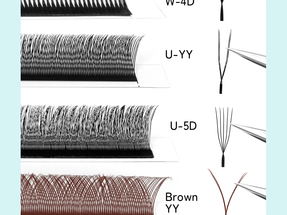 LUKATME M/C/D Curl 7-14mm Foxy Volume 4D 5D Wimpern Braun YY Wimpern Vorgefertigte 6D 7D 8D Fächer Flauschige U-6D Falsche Wimpernverlängerung – Detail 8