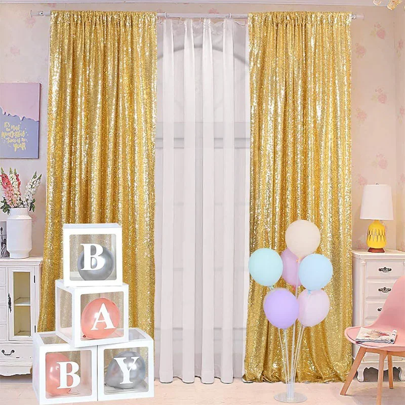 

Sequin Backdrops Curtain Glittering Gold Curtain Christmas Birthday Wedding Party Decoration Flash Photography Background Fabric