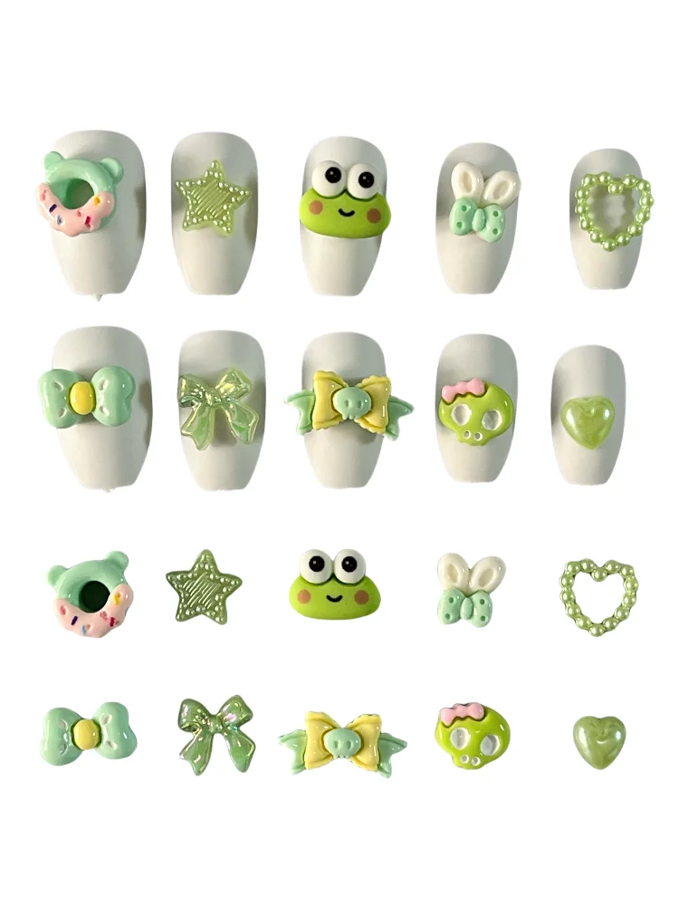 50Pcs Daily Use Baby Blue Kawaii Girls Nail Art Decoration Charms Cute Small Cartoon Capsule Bow Love Heart Note Wings Diy Craft