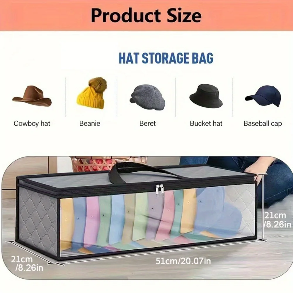 1pc Large DVD Bag Book Zipper Portable Desk Storage Bag Portable Dustproof Baseball Cap Storage Box Dustproof Book Storage Bag