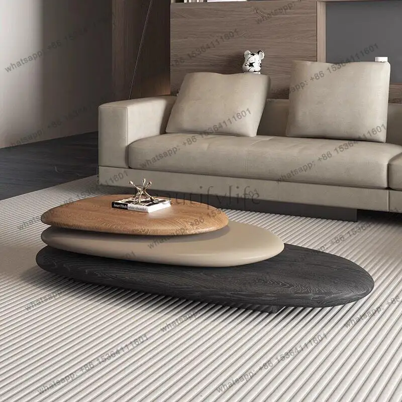 

Nordic rotatable coffee table modern simple light luxury walnut tea table