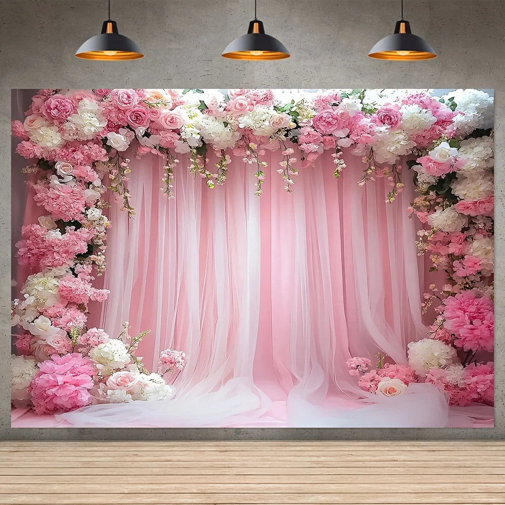 Fondo floral rosa de moda del Día de San Valentín, sin necesidad de electricidad.