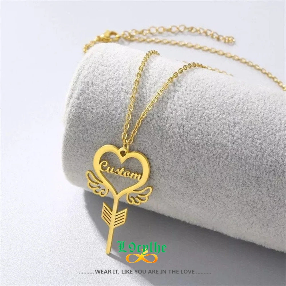 

Personalized Name Key Heart Pendant Necklaces Custom Name Necklaces For Women Wedding Gift Stainless Steel Jewelry