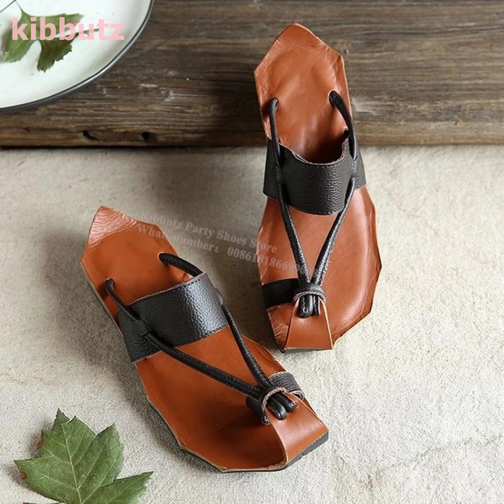 Cowhide Slippers Sandals Wave Edge Sole Split Toe Flat With Genuine Leather Fashion Elegant Comfortable Sexy Women Shoes Newest