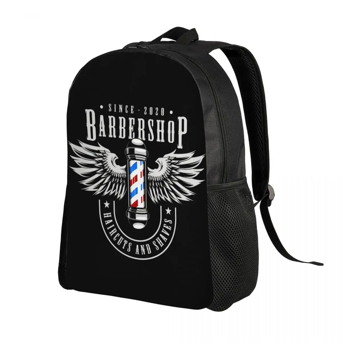 Barbershop Wings Logo Laptop Backpack, Mulheres e homens, Bookbag básica para escola, Estudantes universitários