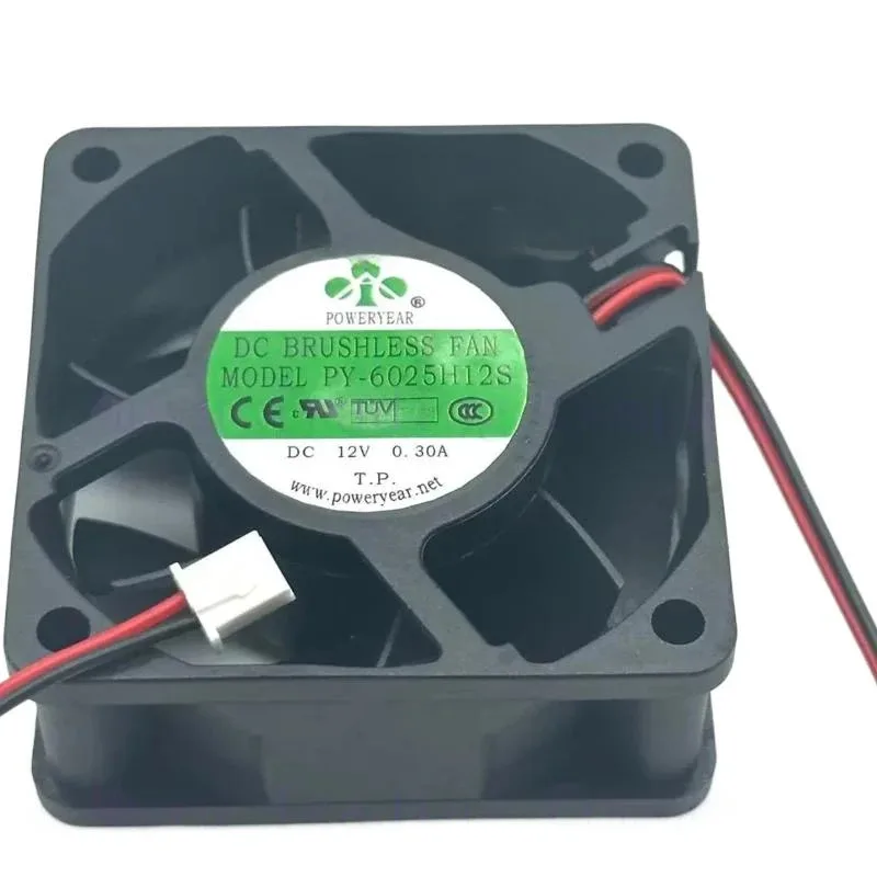 W PARA PY-6025H12S DC 12V 0.30A 60X60X25Mm Ventilador de refrigeración de servidor de 2 cables