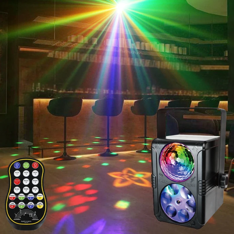 Party Lights Sound Activated Stage Laser Lights Remote Control USB Disco DJ Strobe Light Rotating with Patterns Wedding Birthday