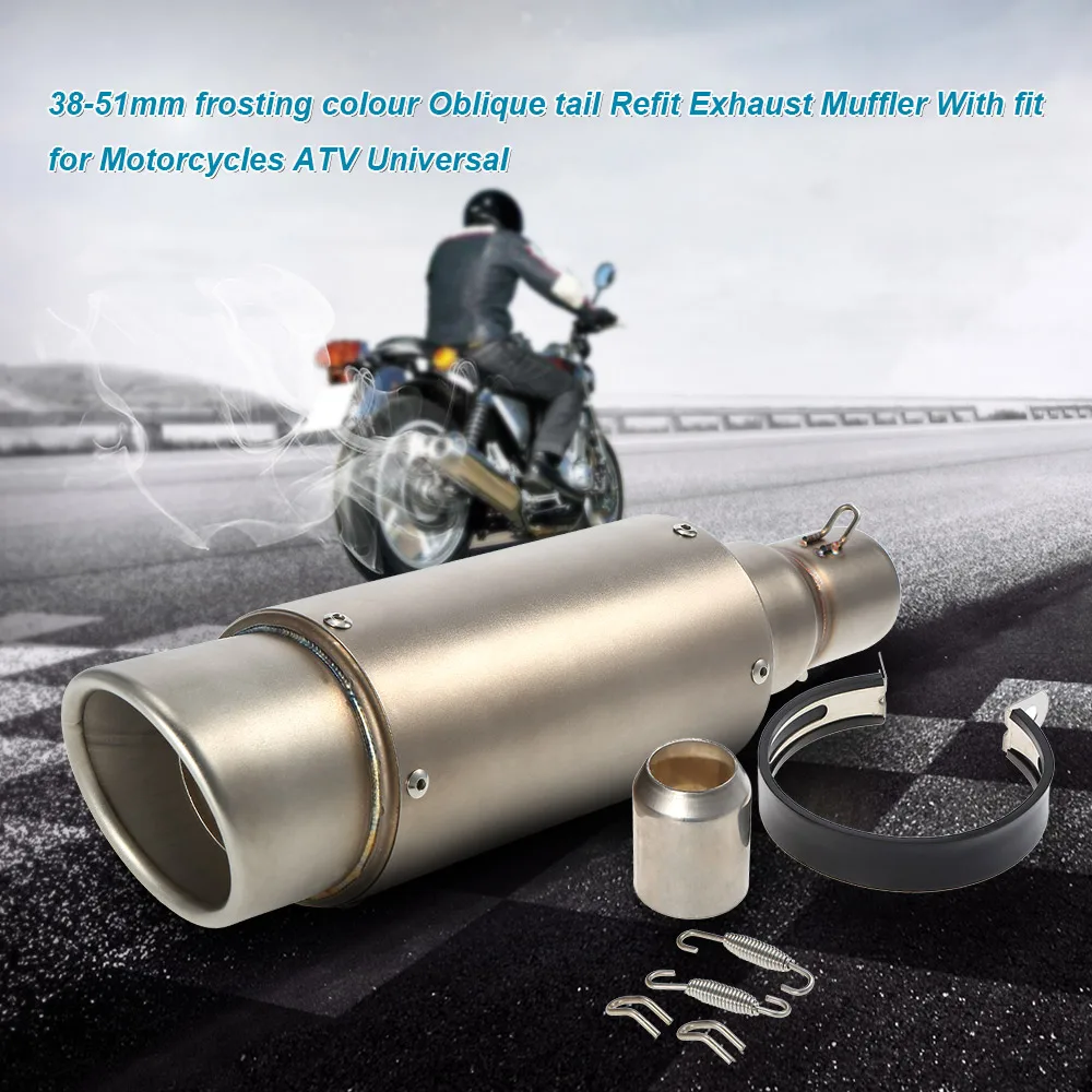 38-51mm frosting colour Oblique tail Refit Exhaust Muffler With fit for Motorcycles ATV