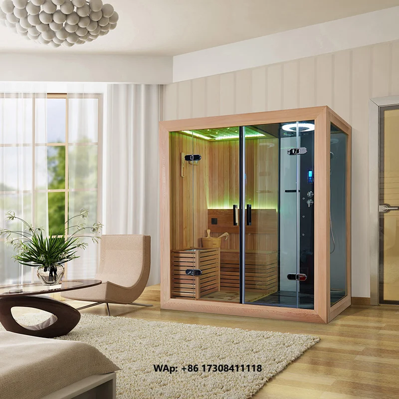 Shower SaunaSolid Wood Sauna Shower Combination Smart Enclosed Room