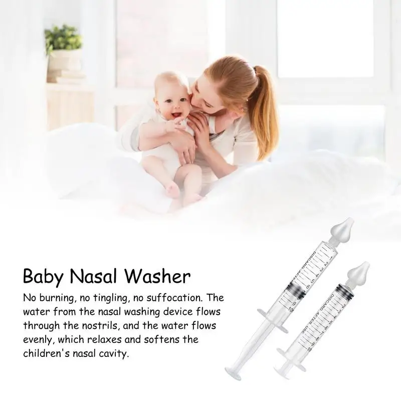 2pcs/set Portable Infant Nose Aspirator Cleaner Nasal Irrigation Syringe For Babies Nasal Washing Care Cleaning Supplies