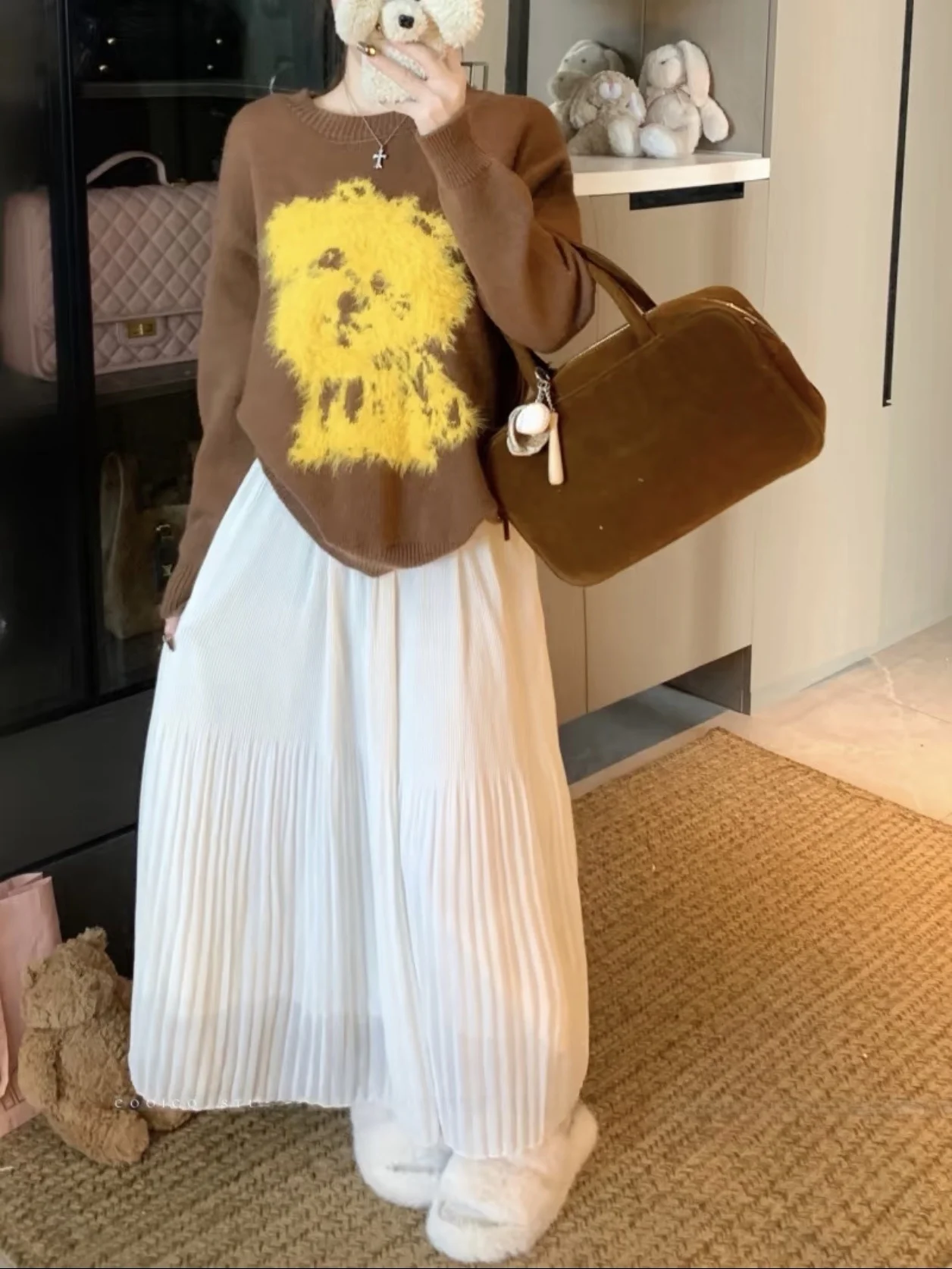 Koreanische Sle Spaß Nette Gestrickte runde Ne Pullover frauen Herbst Winter Neue Sle Vielseitige Cartoon Hund Strickwaren