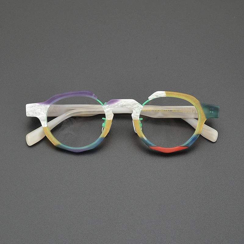 Patchwork color niche cat eye literary myopia glasses frame retro fashion high-quality frosted oval sweet vacation optical glas