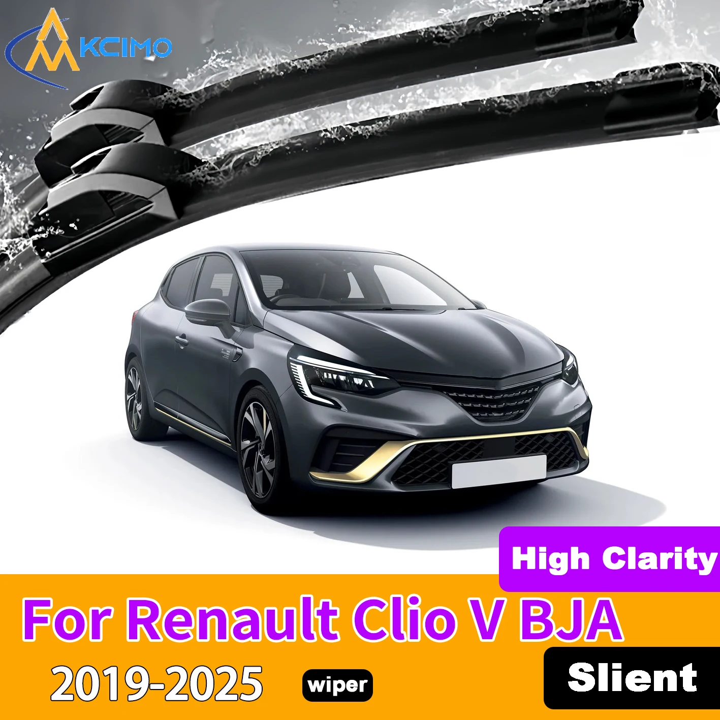 KCIMO 2PCS Front Windshield Wiper Blades For Renault Clio V BJA  2019-2025 Rubber Full Coverage Wiping Silent Wiper Blades