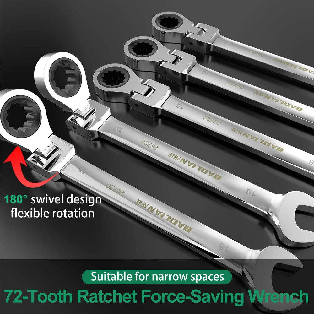 Llave de trinquete Universal de 72 dientes con punta abierta, doble uso, automática, rápida y ahorra trabajo, 6-10mm, cabeza móvil, Plummer abierto