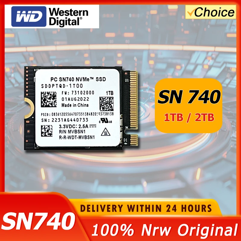 Твердотельный накопитель Western Digital SN740 M.2 2230 PCIe 4,0x4 1 ТБ, внутренний контроллер NVMe для ноутбука