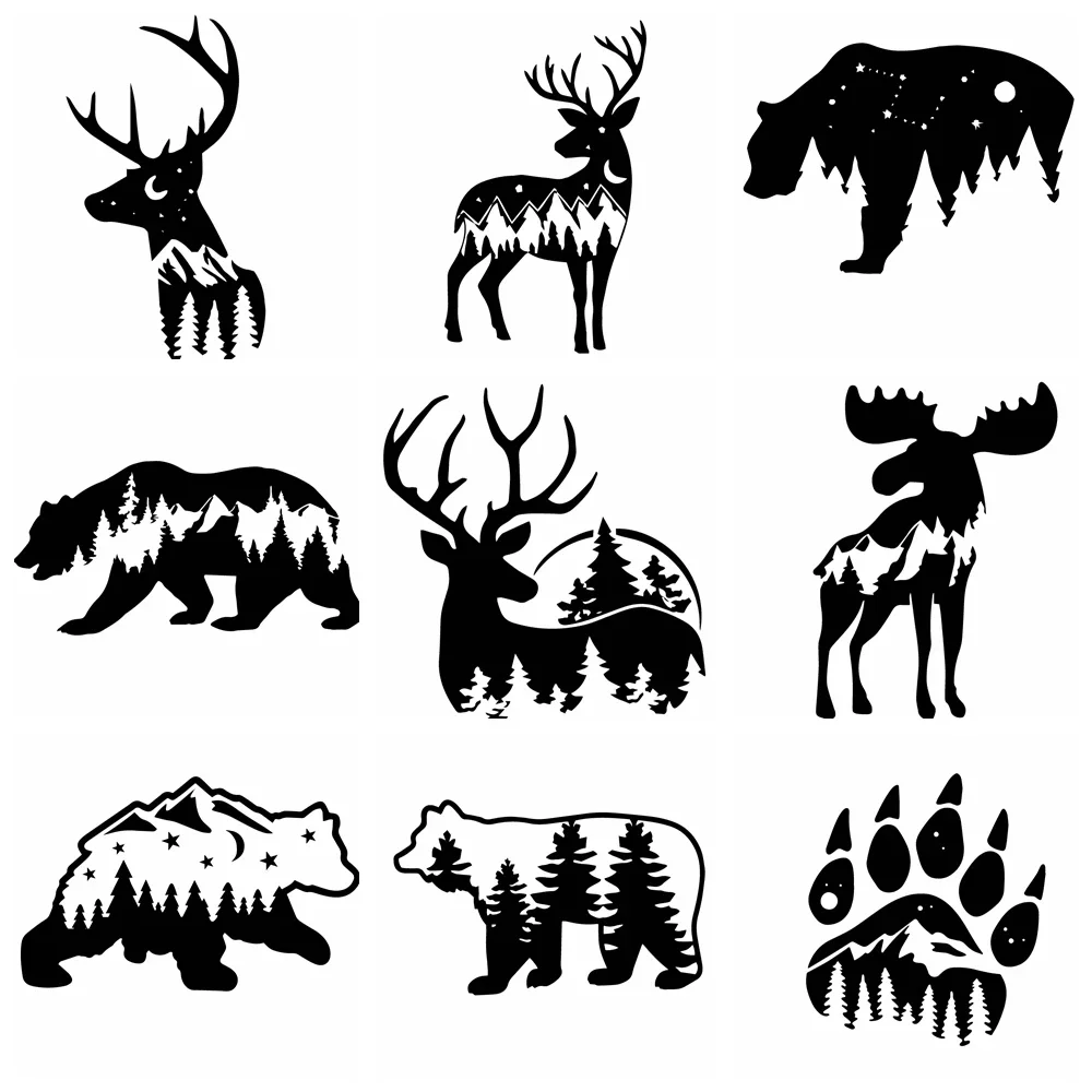 Car Stickers Personality Animal Deer Bear Creative Vinyl Decal Waterproof Scratch Cover Decal Auto Decoration