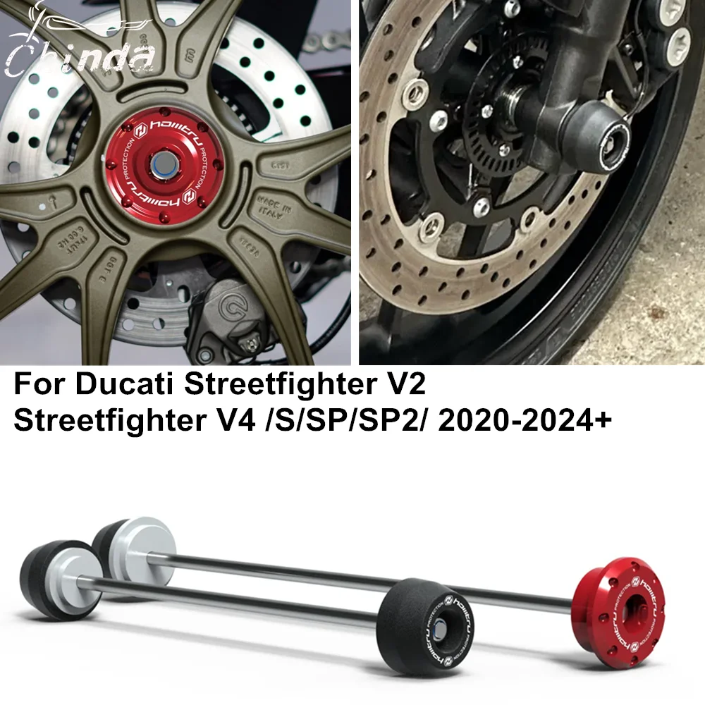 For Ducati Streetfighter V2 / Streetfighter V4 /S/SP/SP2/ 2020-2025 Motorcycle Wheel Bumpers Front and Rear Fork Bump Sliders