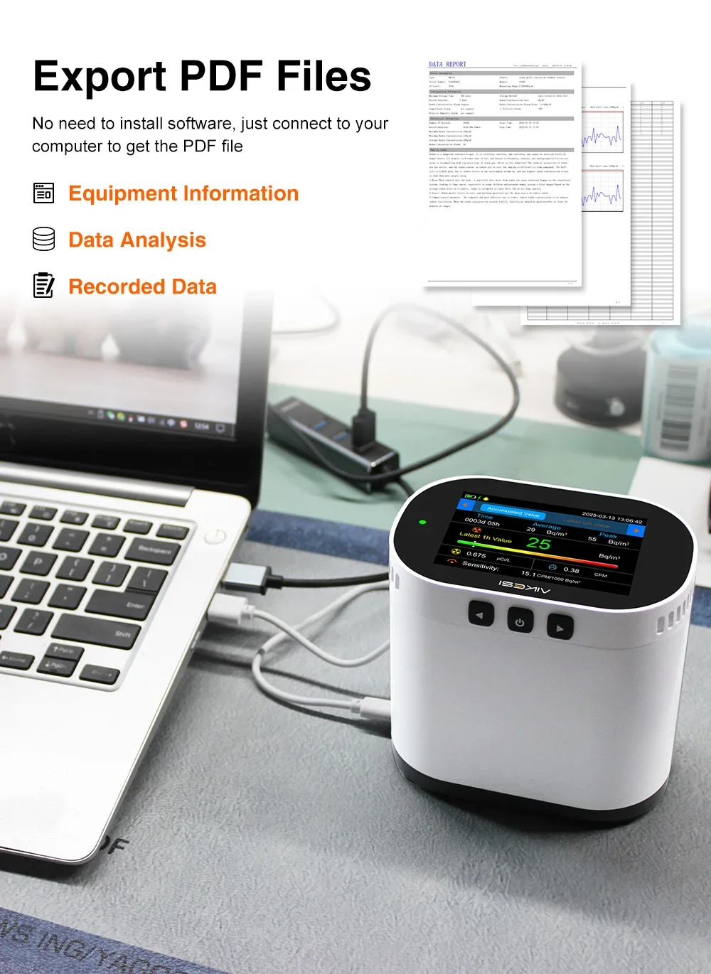 AIKESI RM-70 เครื่องตรวจจับเรดอน Ionization Chamber Pulsed Ion Alarm Sensor Home Air คุณภาพเครื่องตรวจจับก๊าซสมาร์ท