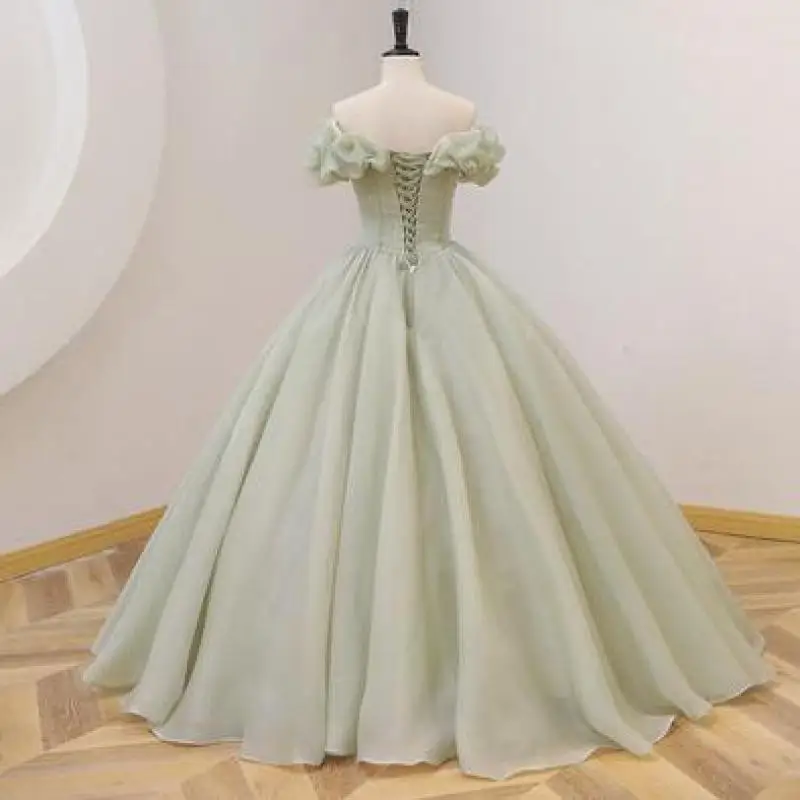 Robe longue bouffante personnalisée, robes simples douces, vert clair, robe de Rhclassique, robe de Rhélégante