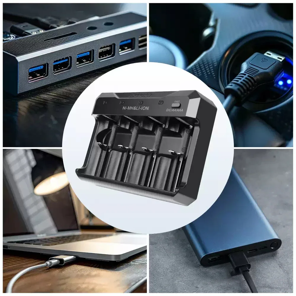 مناسبة ل 5 7 2 بطاريات النيكل الهيدروجين AA AAA C D 18650 18490 18350 17500 شاحن ذكي عالمي شاحن بطارية