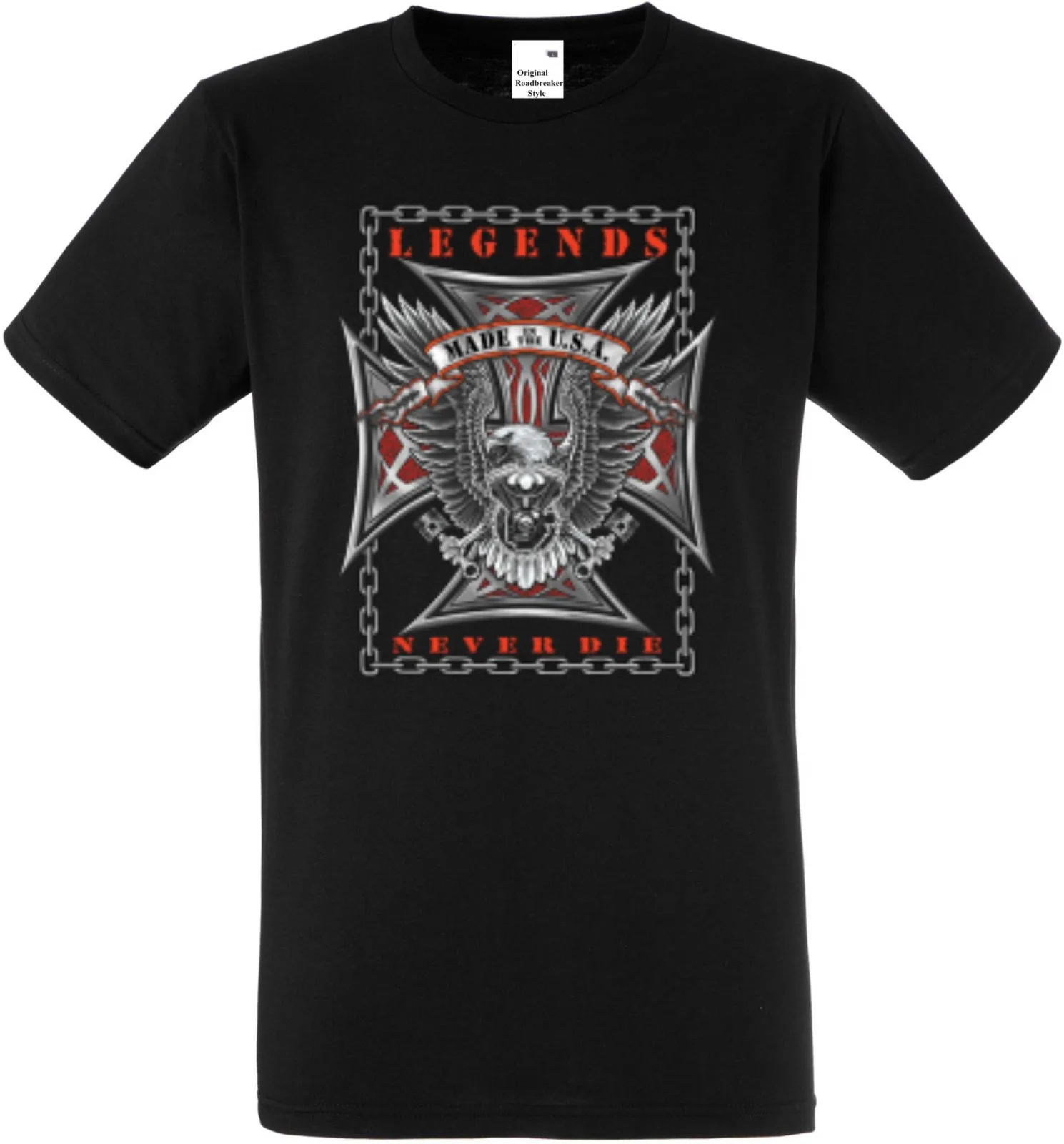

Old School Maltese Cross Eagle Legends Chopper Biker T-Shirt 100% Cotton O-Neck Short Sleeve Summer Casual Mens T-shirt