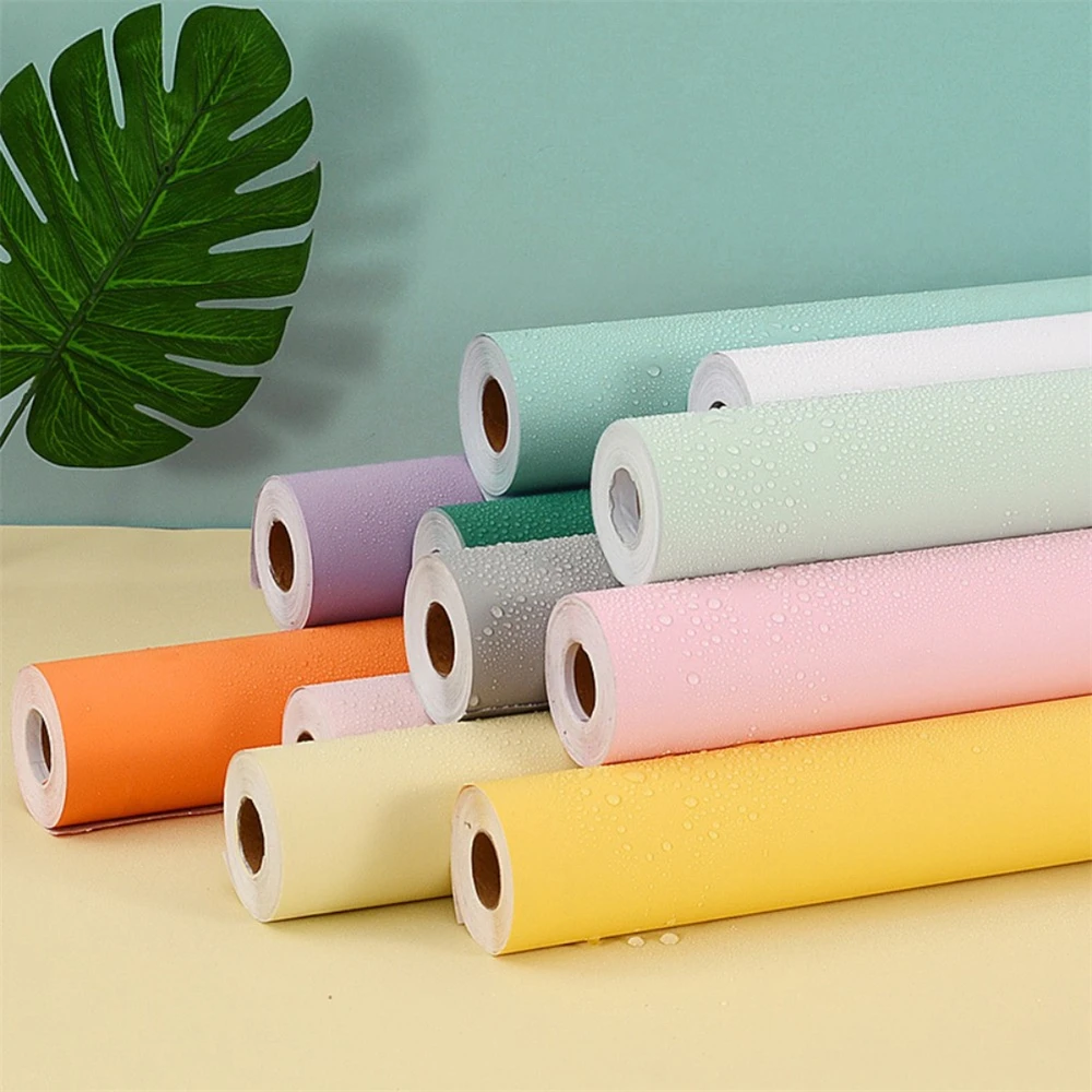 Self-adhesive Solid Color Wallpaper Rolls For Walls PVC Flame Retardant Living Room DIY Decoration Wall Sticker For Kids Rooms