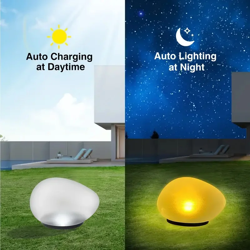 Luzes de pedra movidas a energia solar ao ar livre, luzes solares ao ar livre, jardim luz à terra iluminação paisagem para fora do pátio caminho quintal