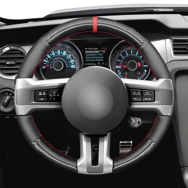 Braiding on The Steering Wheel for Ford Mustang GT500 GT350 2010-2014 Year Hand Stitched Steering Wheel Cover for GT500 GT350